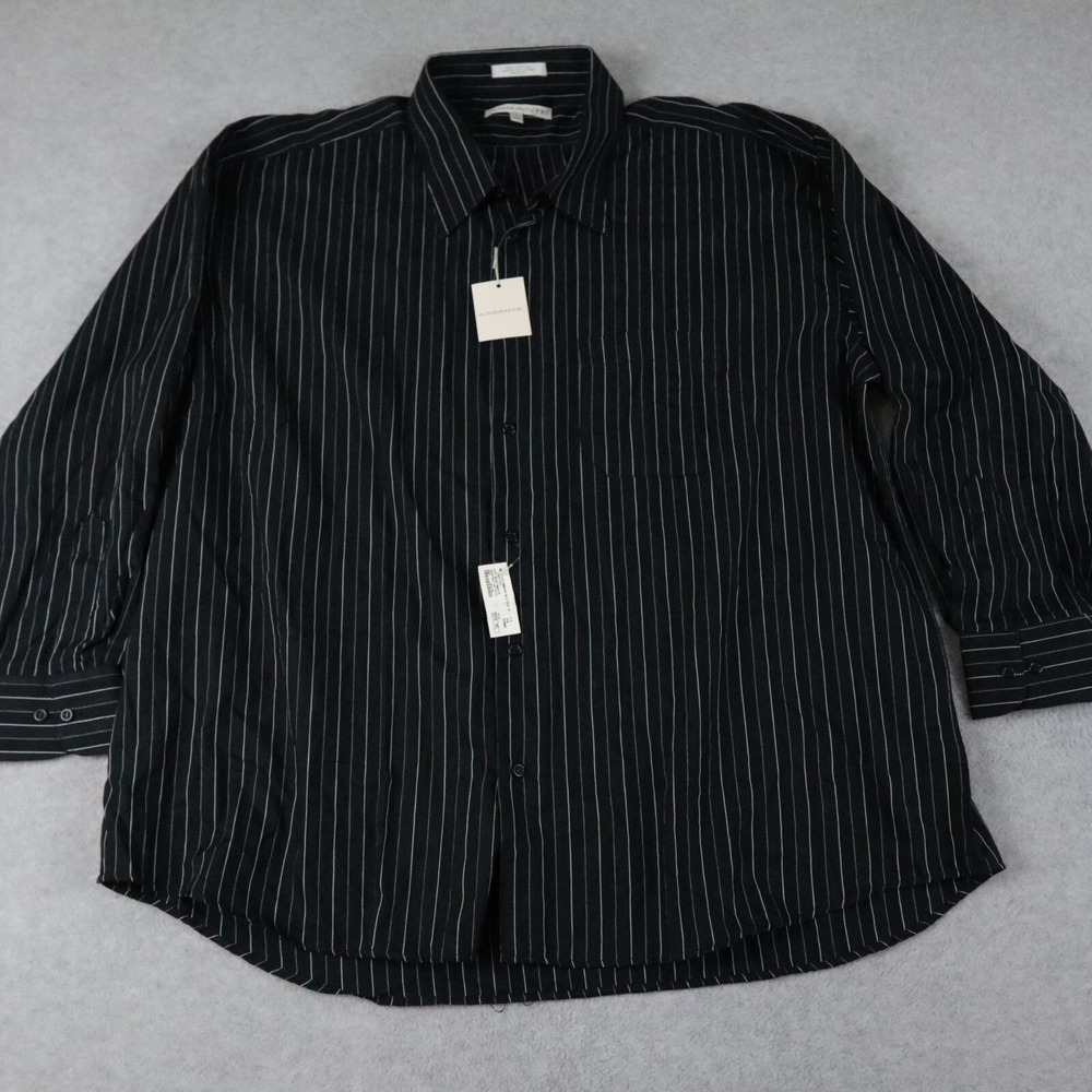 Assante Shirt Mens 19-4/5 Big Pocket Button Up Black Striped Long Sleeve NWT